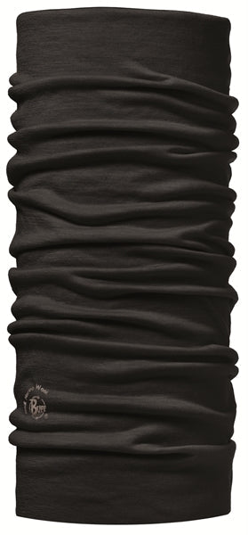Buff Lightweight Merino Wool Solid Black nekwarmer