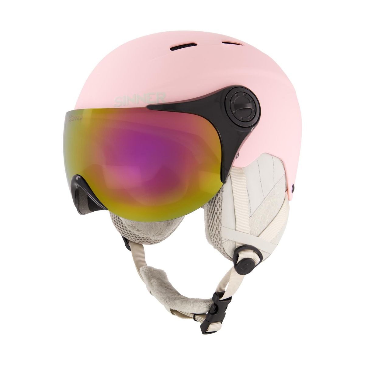 Sinner TYPHOON VISOR skihelm licht roze
