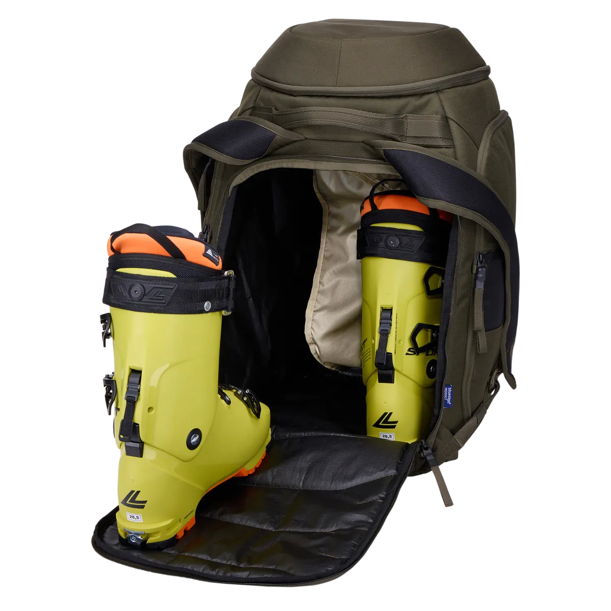 Thule RoundTrip snowboard- en skischoen rugzak 60L deep kaki/bruin