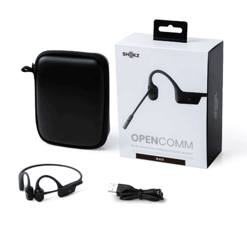 Shokz OpenComm bone conduction bluetooth headset zwart