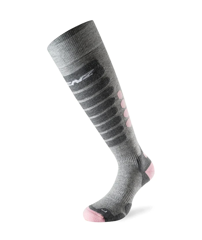 Lenz Skiing 3.0 skisokken  grijs/roze