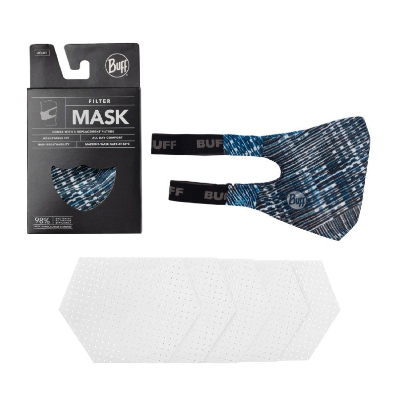 Buff Face Mask Solid Night Blue mondkapje met 5 filters