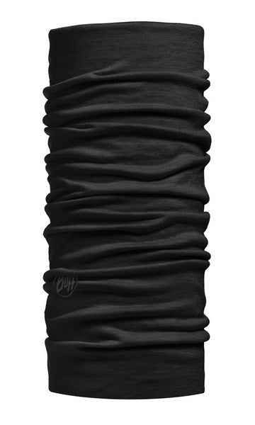 Buff Lightweight Merino Wool Solid Black nekwarmer