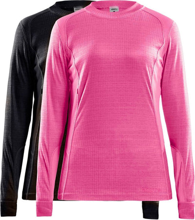 Craft Core 2-Pack Baselayer W thermoshirt lange mouwen zwart/roze dames