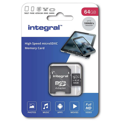 Integral 64GB MicroSD geheugenkaart inclusief SD adpter
