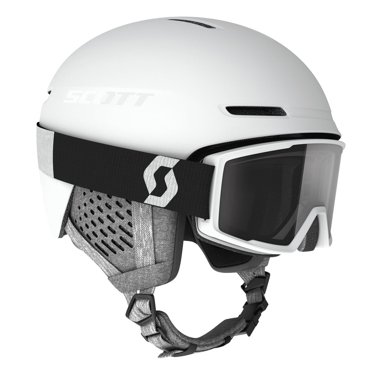Scott Track Plus + Factor Pro skihelm met skibril set wit