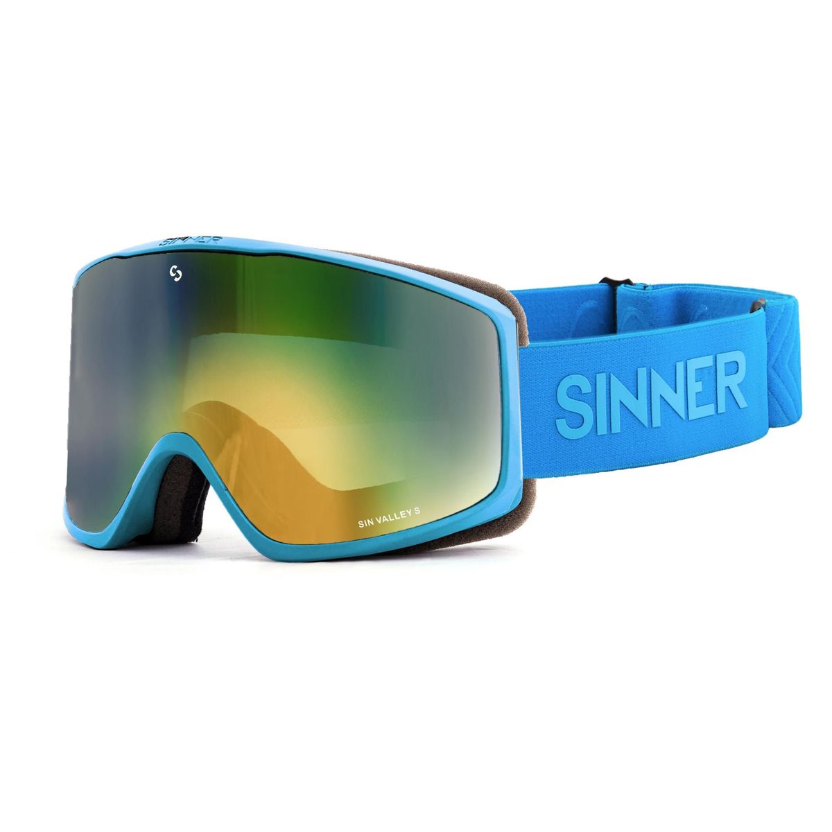 Sinner SIN VALLEY S skibril mat blauw/groen + extra roze S1 lens