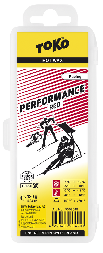 TOKO Performance Hot Wax Red 120 gram ski en snowboard wax